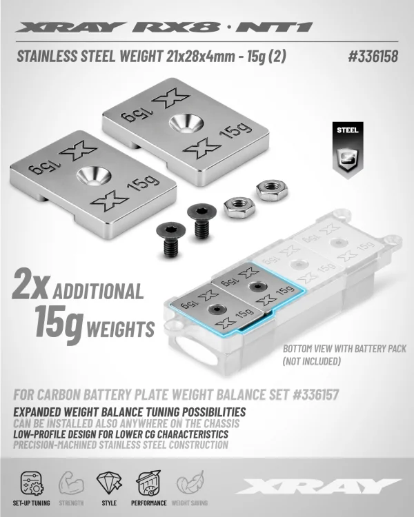 XRay Stainless Steel Weight 21X28X4mm - 15G (2) — image 2 of 2