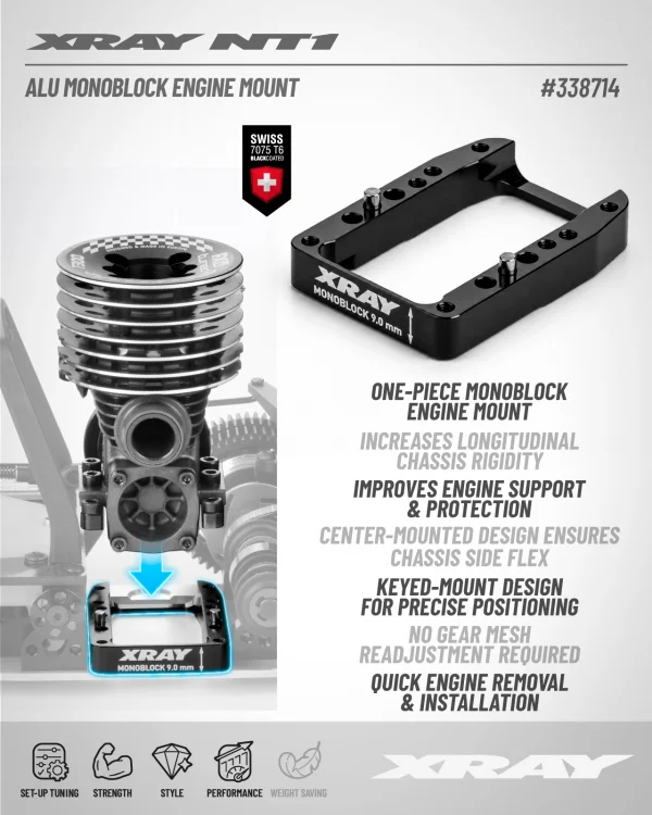 XRay Aluminium Monoblock Engine Mount &mdash; image 2 of 2