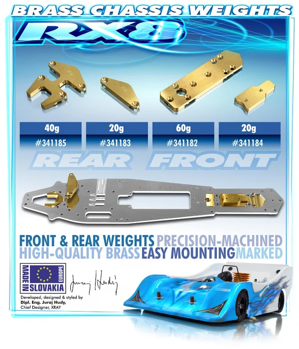 XRay Brass Chassis Weight Rear 20G