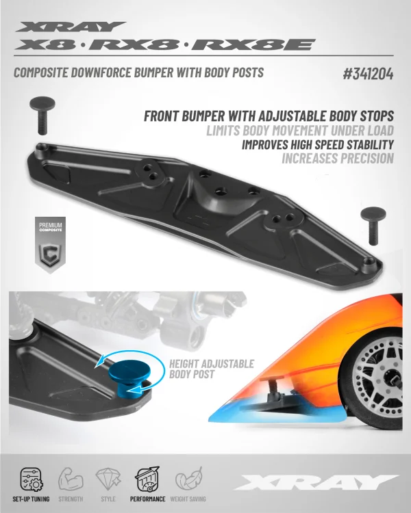 XRay Composite Downforce Bumper With Body Posts — image 2 of 2