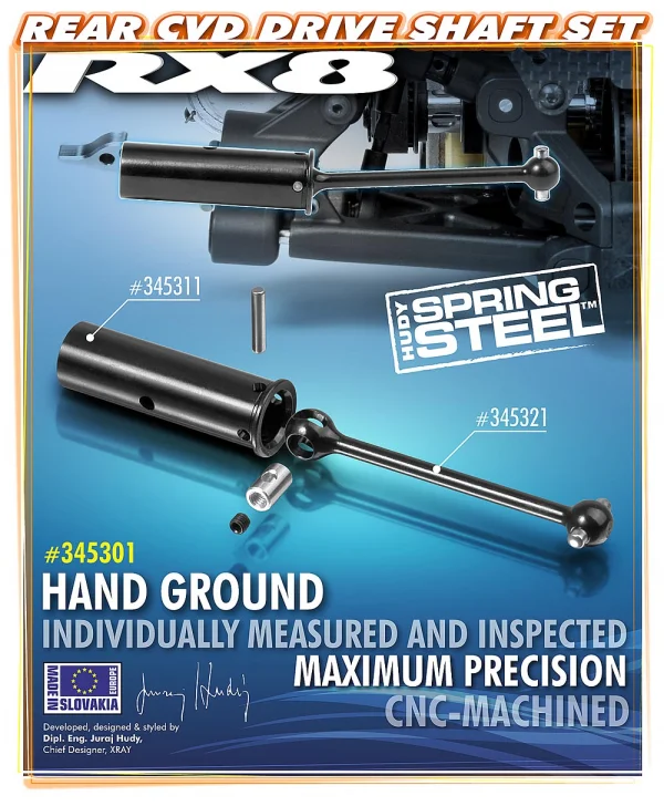 XRay Rear CVD Drive Shaft Set - Hudy Spring Steel