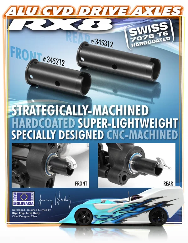 XRay Aluminium Rear CVD Drive Axle - Swiss 7075 T6 - Hard Coated — image 2 of 4