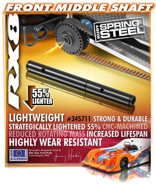 XRay Front Middle Shaft - Lightweight - Hudy Spring Steel