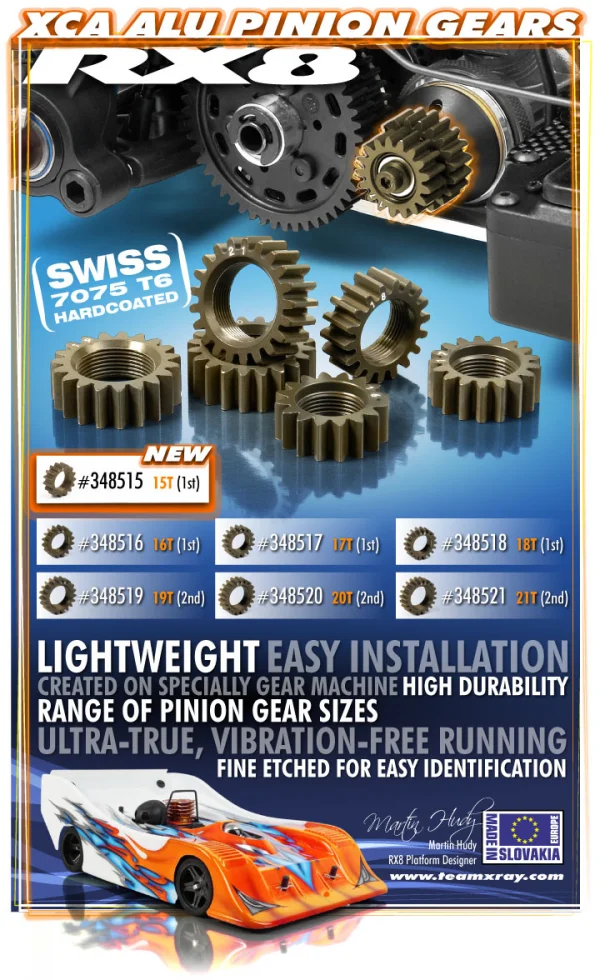 XRay Xca Aluminium 7075 T6 Hard Coated Pinion Gear - 15T (1st) — image 3 of 3