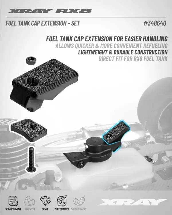 XRay RX8 Fuel Tank Cap Extension - Set — image 2 of 2