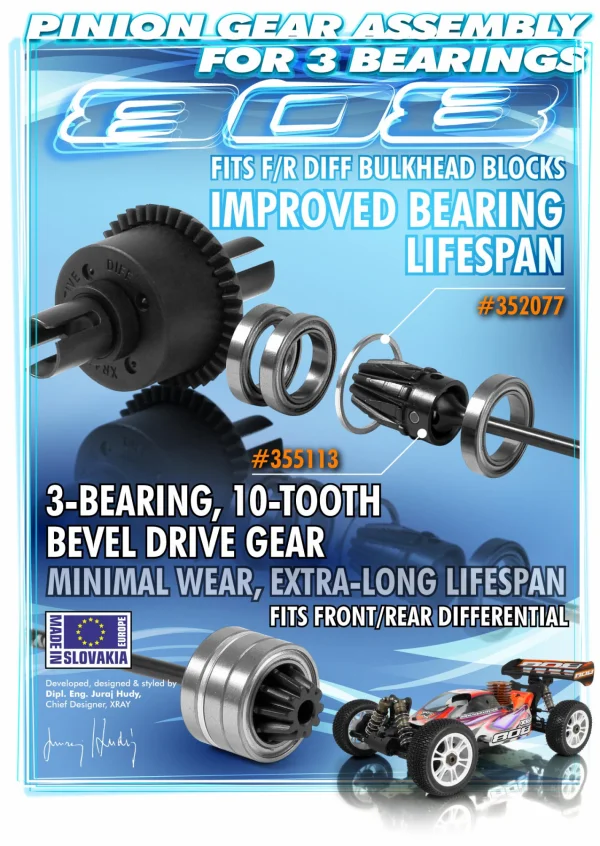 XRay XB808 Aluminium Bearing Collar For 3 Diff Bearings (2)