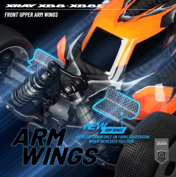 XRay XB8 Front Upper Arm For Arm Wing - Soft — image 2 of 3