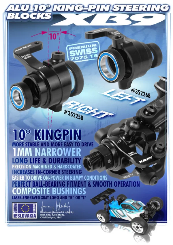 XRay Aluminium Steering Block Right - 10 Degree King-Pin - Set
