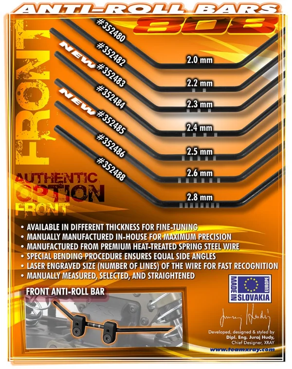 XRay XB808 Front Anti-Roll Bar 2.3mm