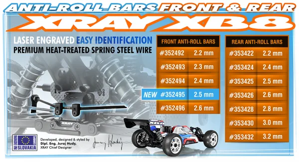 XRay XB8 Front Anti-Roll Bar 2.5mm