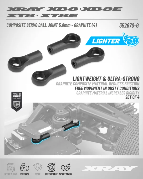 XRay Servo Ball Joint 5.8mm - Graphite (4)