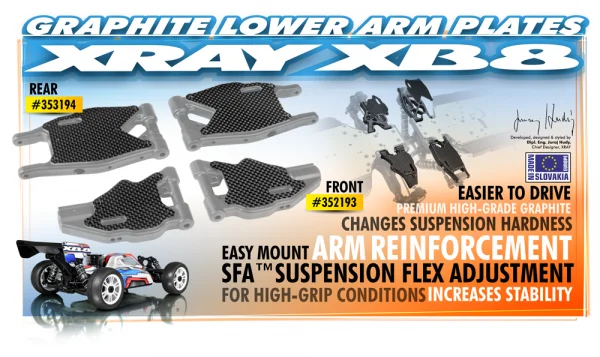 XRay XB8 Graphite Rear Lower Arm Plate (2)