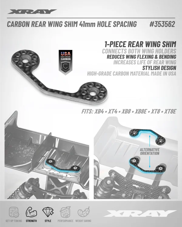 XRay Carbon Rear Wing Shim — image 2 of 3