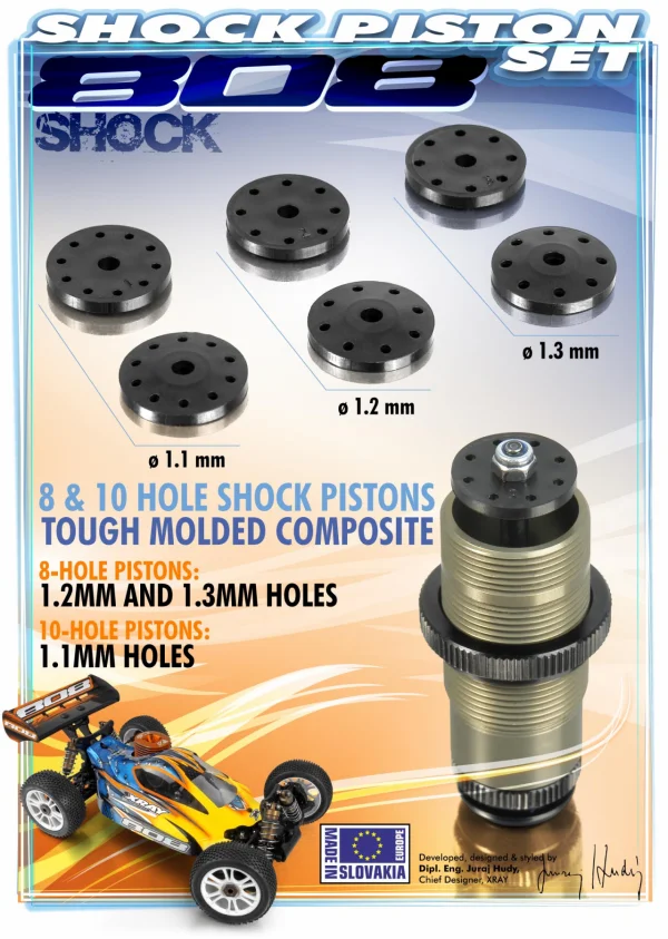 XRay XB808 Shock Piston Set 8-Hole (1.2; 1.3) 10-H. (1.1mm)