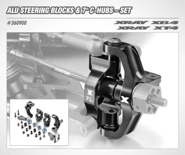 XRay Aluminium Steering Blocks And 7 C-Hubs - Set — image 1 of 2