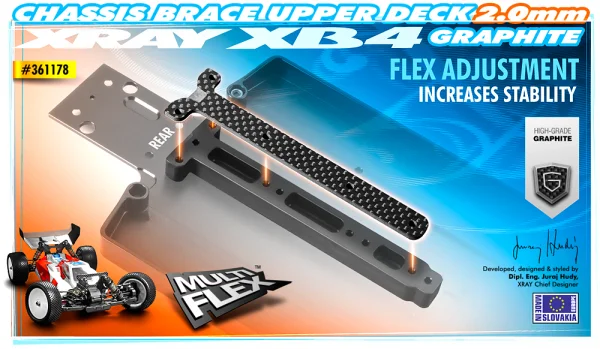 XRay Graphite Chassis Brace Upper Deck 2.0mm