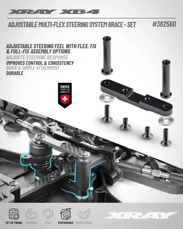 XRay Adjustable Multi-Flex Steering System Brace - Set — image 2 of 3