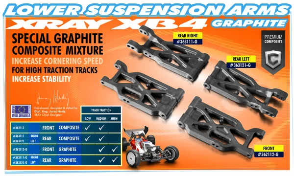 XRay Composite Suspension Arm Front Lower - Graphite
