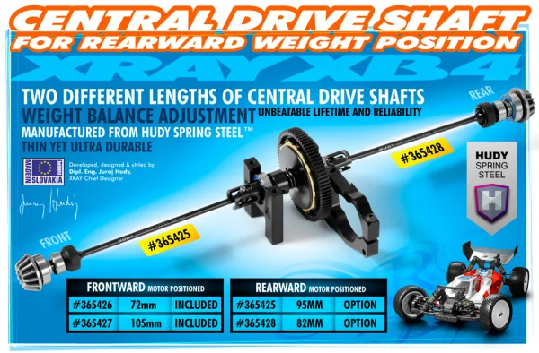 XRay Central Drive Shaft 82mm - Hudy Spring Steel
