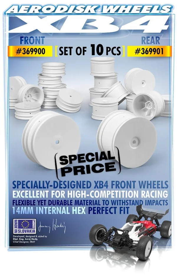 XRay Front XB4 Wheels Aerodisk - White - 14mm Hex (10)