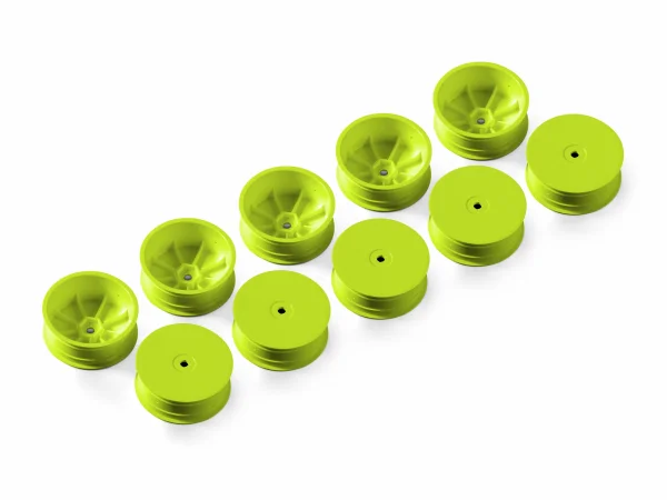 XRay 1:10 Buggy 4WD Front Wheels - 12mm Hex Aerodisk - Yellow - Hard (10 Pack) — image 1 of 2