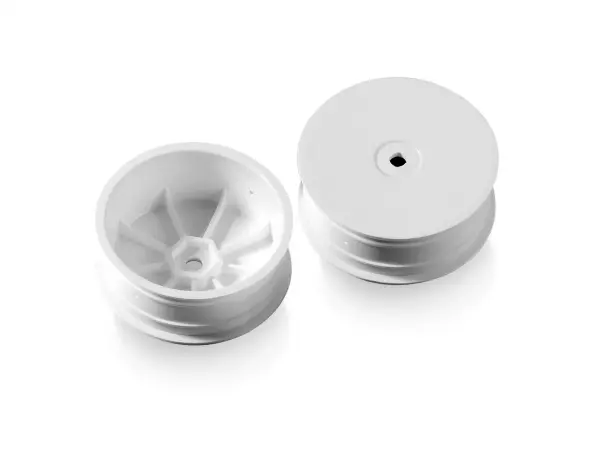 XRay 1:10 Buggy 4WD Front Wheels - 12mm Hex Aerodisk - White - Hard (2)