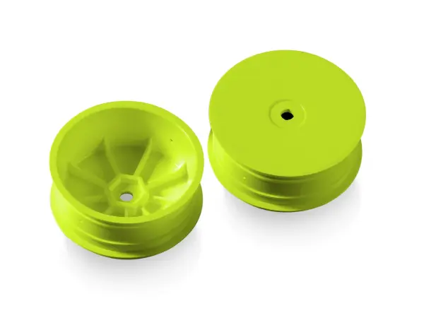 XRay 1:10 Buggy 4WD Front Wheels - 12mm Hex Aerodisk - Yellow - Hard (2) — image 1 of 2