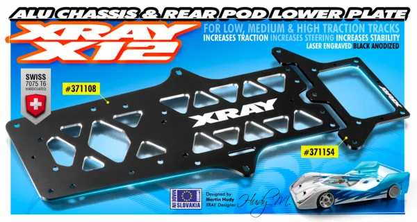 XRay X12 17 Aluminium Chassis 2.0mm — image 3 of 3