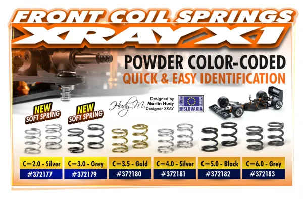 XRay Spring 4.75 Coils 3.6X6X0.45mm; C=2.0 - Silver (Soft) (2)