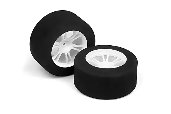 XRay M18MT Rear Foam Tire Mounted (25Deg) - White (2) — image 1 of 2