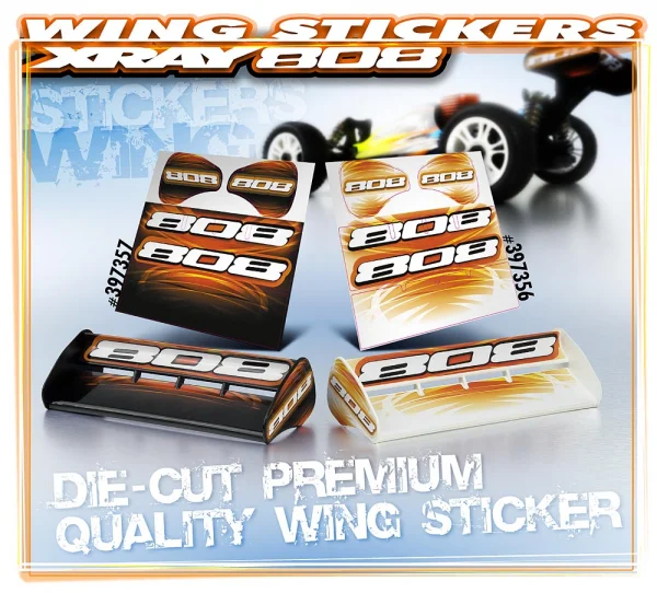 XRay XB808 Wing Sticker - Die-Cut - White &mdash; image 2 of 3