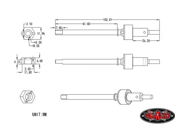 RC4WD XVD Axle for Bully 2 Competition Crawler Axle