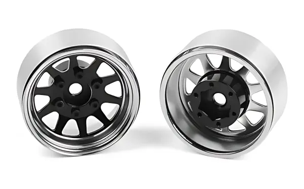 RC4WD OEM 6-Lug Stamped Steel 1.55 Beadlock Wheels (Black and Chrome) RC4WD — image 1 of 7