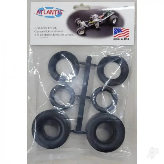 Atlantis Models 1:16 Funny Car Tire set bagged with punched header card — image 1 of 2