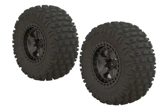 ARAC9631 Arrma DBoots Fortress SC Tyres - Pre Glued on Black Chrome 14mm Hex Wheel (2) — image 2 of 2