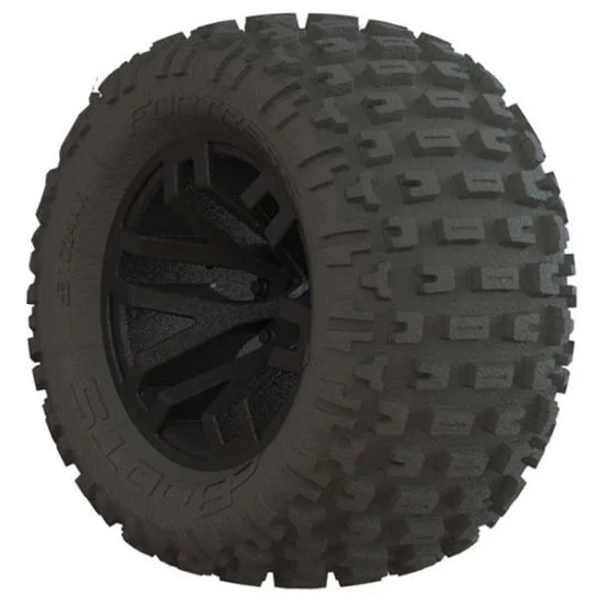 ARAC9632 Arrma DBoots Fortress MT Tyres Pre Glued on 2.8 14mm Hex Black Wheels (2) — image 1 of 2