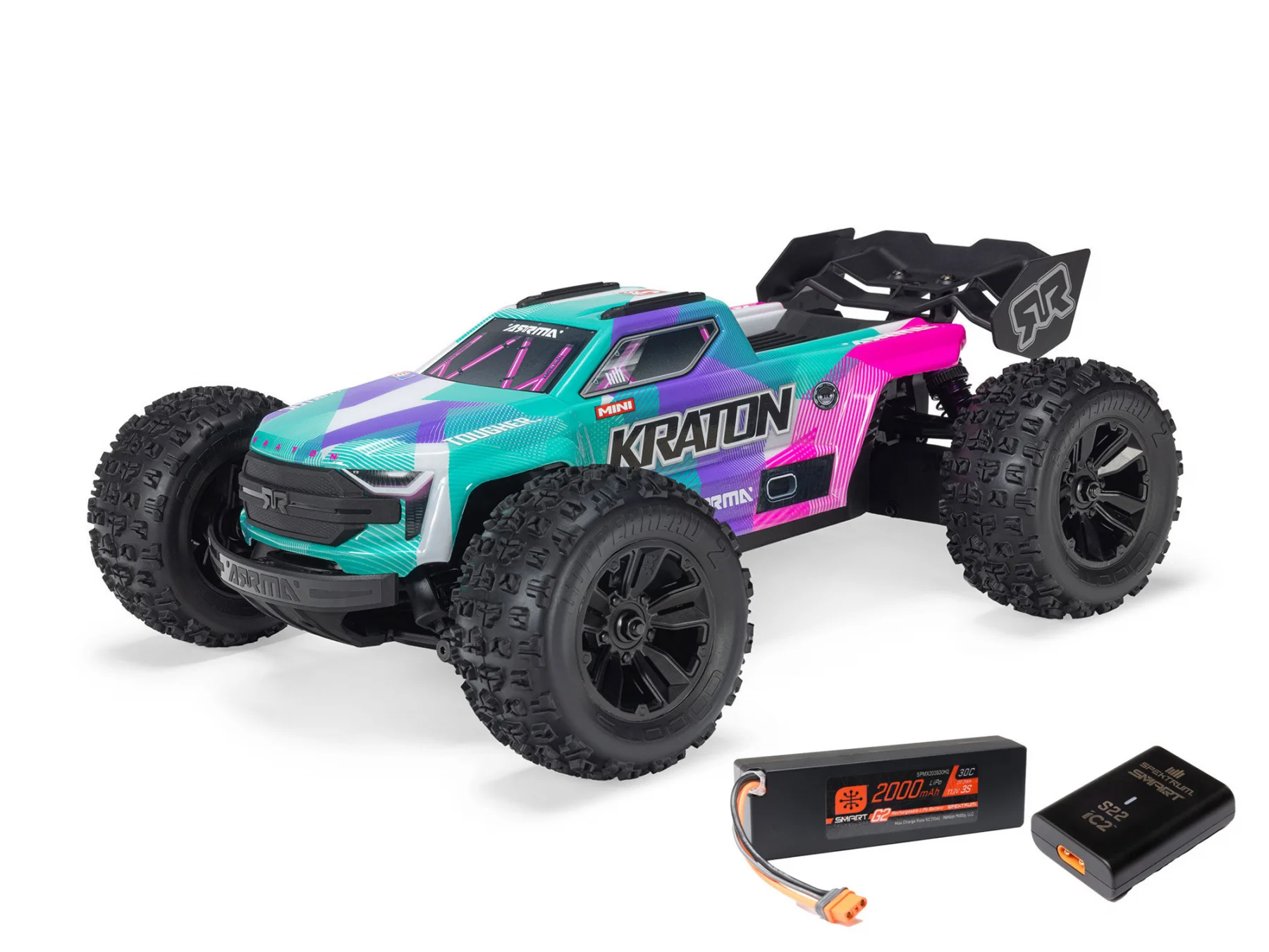 Arrma 1:16 Mini Kraton 3S With Battery + Charger - Teal/Pink