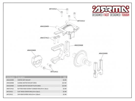 Sliding Motor Mount Red &mdash; image 2 of 2