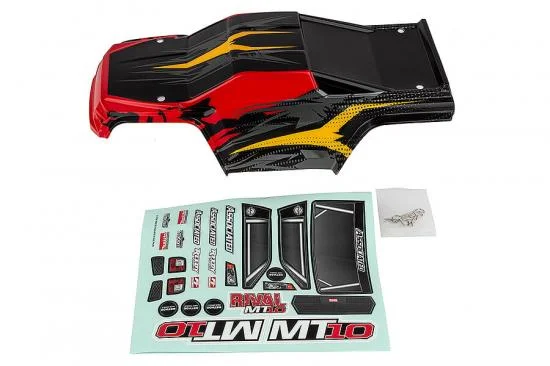Team Associated Rival MT10 V2 Painted Bodyshell Red/Yellow — image 2 of 2