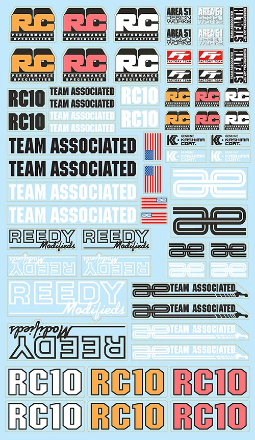 Team Associated RC10 FT Decal Sheet — image 2 of 2