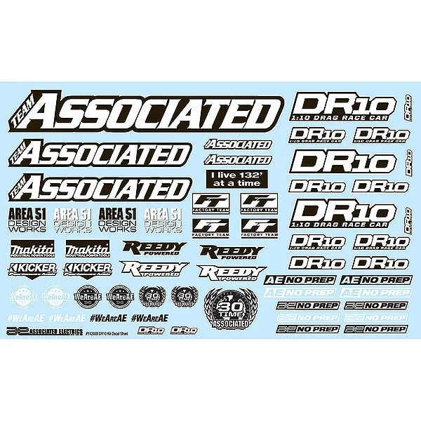 Team Associated DR10 Decal Sheet — image 1 of 2