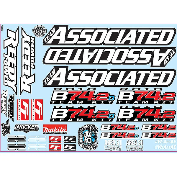Team Associated RC10B74.2 Decal Sheet