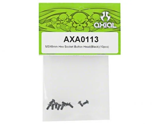 Axial M3x6mm Hex Socket Button Head (Black) (10) — image 2 of 3