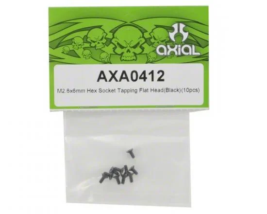 Axial M2.6x6mm Hex Socket Tapping Flat Head (Black) (10) &mdash; image 2 of 3