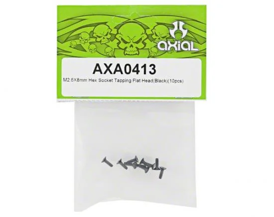 Axial M2.6x8mm Hex Socket Tapping Flat Head (Black) (10) — image 2 of 3