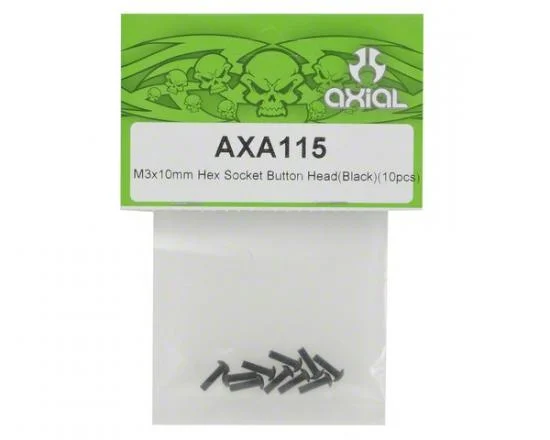 Axial M3x10mm Hex Socket Button Head (Black) (10) — image 2 of 3