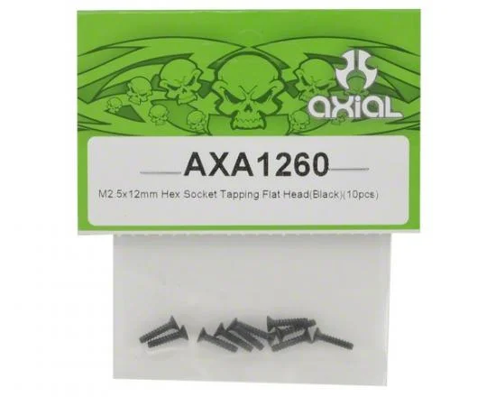 Axial M2.5x12mm Hex Socket Tapping Flat Head (Black) (10) — image 2 of 3