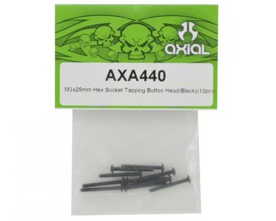 Axial M3x25mm Hex Socket Tapping Button Head (Black) (10) — image 2 of 3