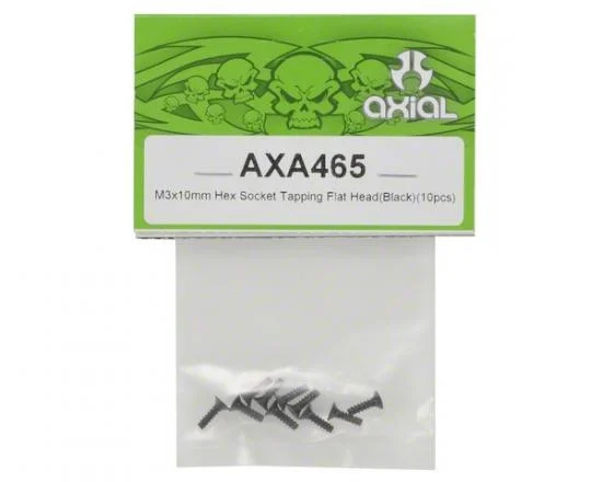 Axial M3x10mm Hex Socket Tapping Flat Head (Black) (10) &mdash; image 2 of 3