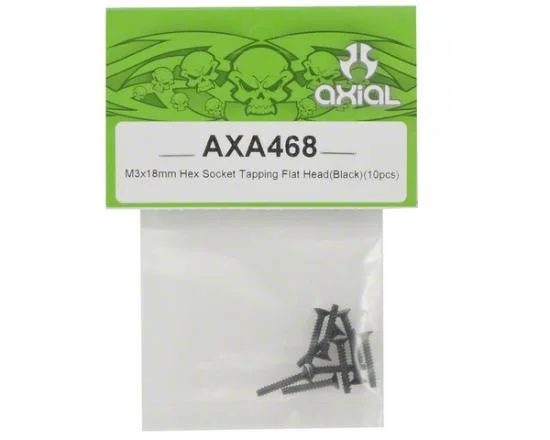 Axial M3x18mm Hex Socket Tapping Flat Head (Black) (10) &mdash; image 2 of 3